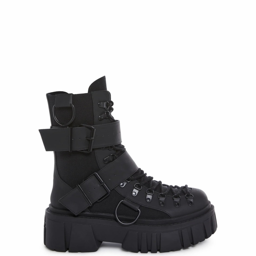 Dolls Kill Black Strap Platform Combat Boots